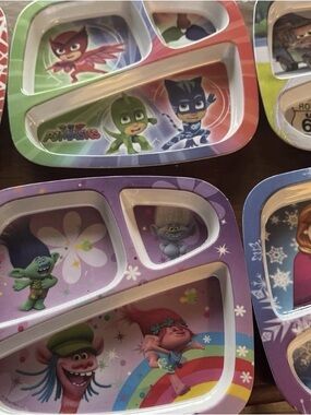 Kids Divided Dinner Plate - Purple Trolls Design